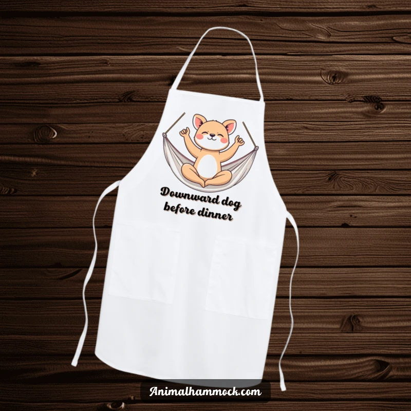 Funny Apron: An athletic animal doing yoga poses in a hammock, adding a calm and balanced vibe to cooking.