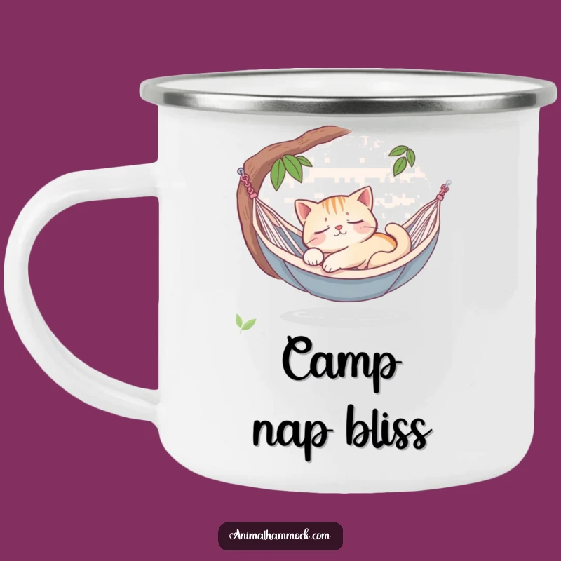 Funny Sleepy Cat Hammock Camping Mug - Adventure Fuel for Peaceful Explorers