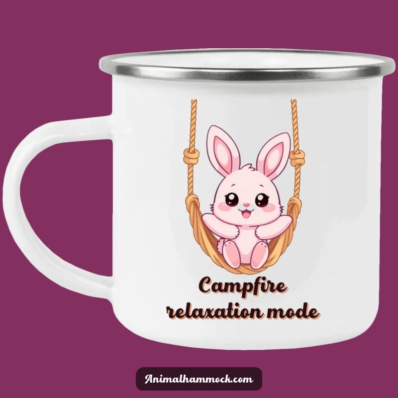 Funny Pink Bunny Hammock Camping Mug - Relaxing Brew for Outdoor Bliss