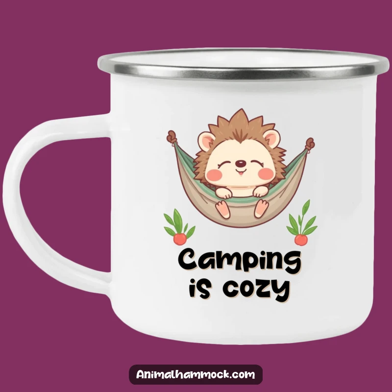 Funny Hedgehog Hammock Smile Camping Mug: Outdoor Sleeper Cup