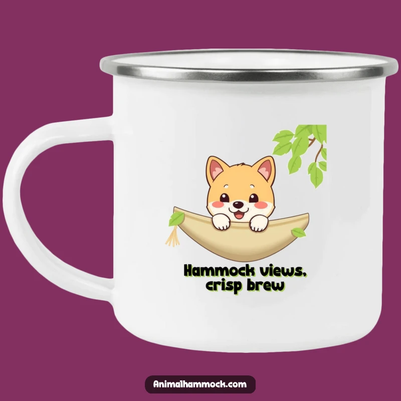 Funny Shiba Inu Camping Mug: Hammock Peek Outdoor Gift