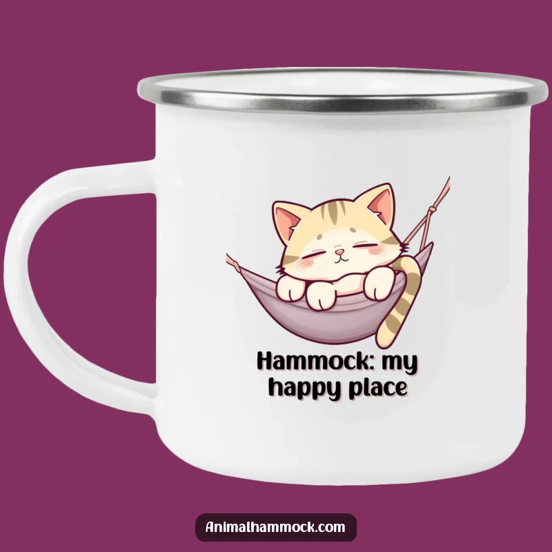 Funny Sleepy Cat Hammock Camping Mug - Outdoor Relaxation Gift