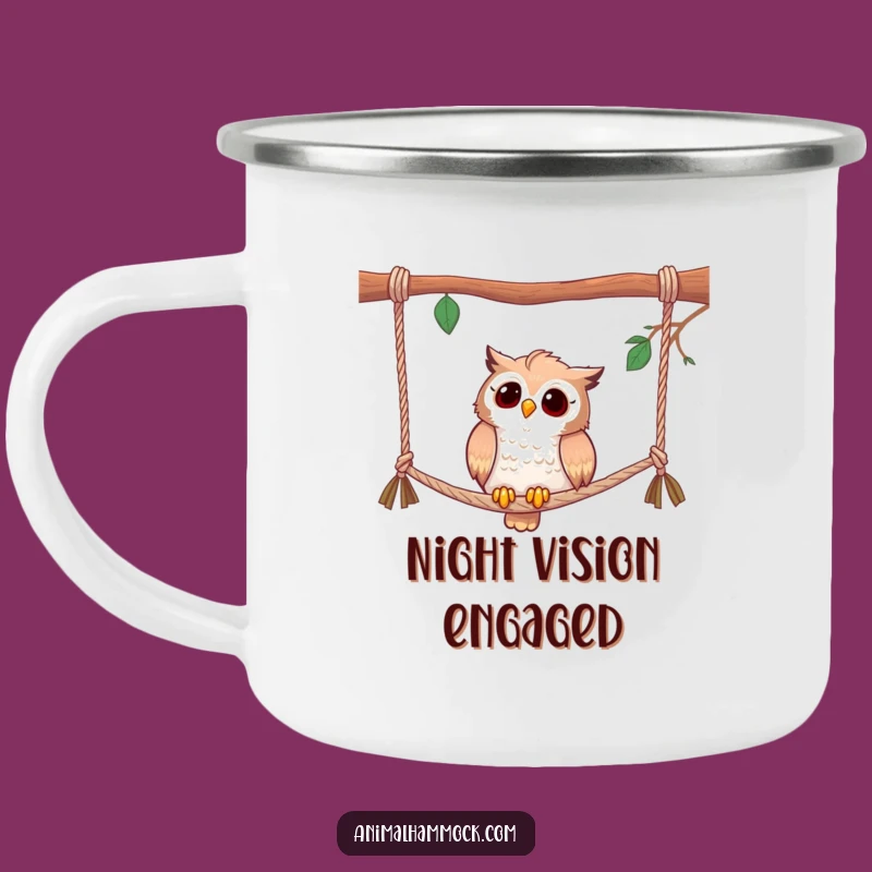 Funny Curious Owl Hammock Camping Mug - Outdoor Wisdom Gift