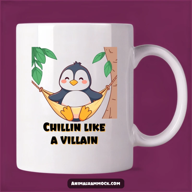 Funny Penguin Hammock Mug: Proudly Relaxing Penguin Gift for Him or Her