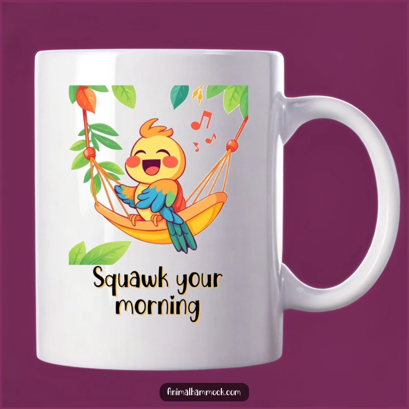 Funny Joyous Parrot Hammock Mug - Tropical Vibes Gift for Music Lovers