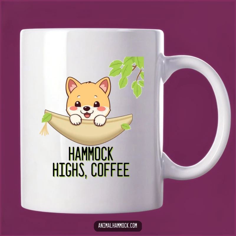 Funny Shiba Inu Hammock Peek Mug: Playful Puppy Surprise Gift