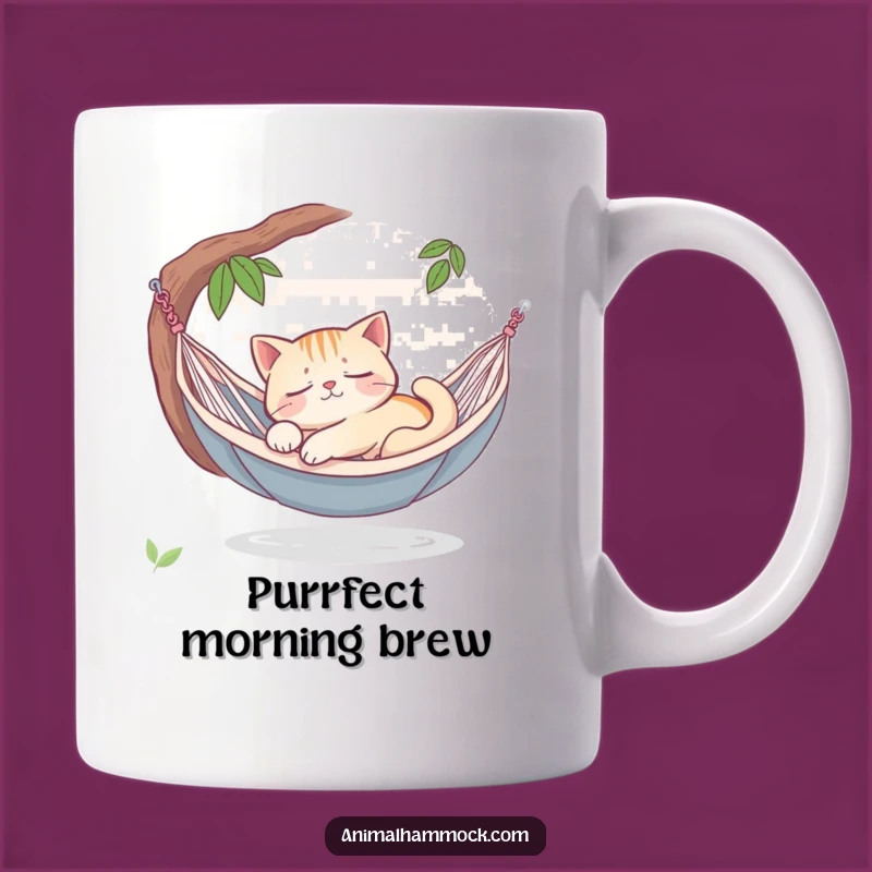 Funny Sleepy Cat Hammock Mug - Peaceful Dreams Gift for Cat Lovers