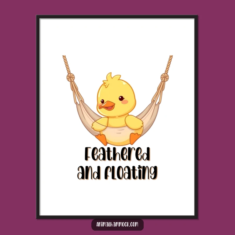 Funny Duckling Hammock Digital Art: Cheerful Bouncing Download, Perfect Wall Art Gift