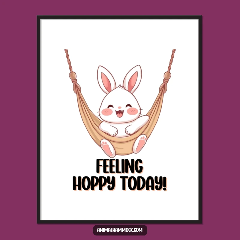 Funny Bunny Hammock Digital Art - Cheerful Wall Decor & Gift Instant