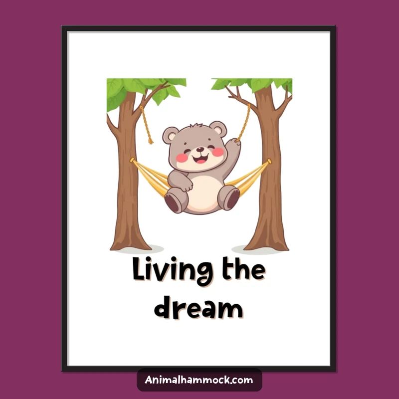 Funny Bear Cub Hammock Digital Art - Playful Wall Decor & Joyful Gift