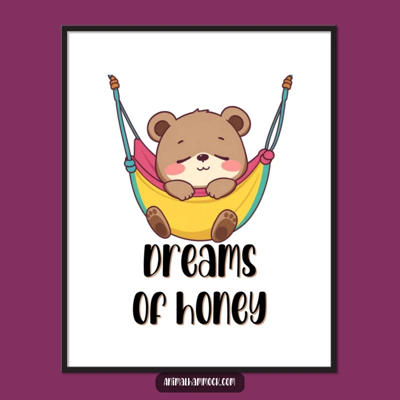 Funny Bear Cub Hammock Sleep Digital Art: Cub Napping Decor