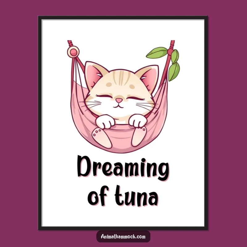 Funny Cat Hammock Digital Art - Cozy & Whimsical Wall Decor Gift