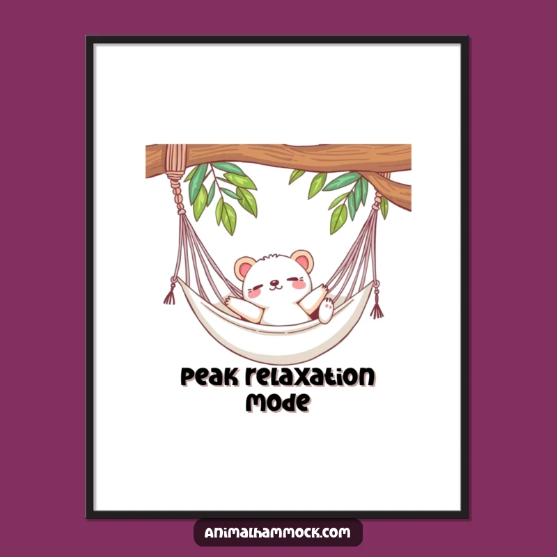 Funny Cute Animal Hammock Bliss Digital Print - Instant Calm Gift!