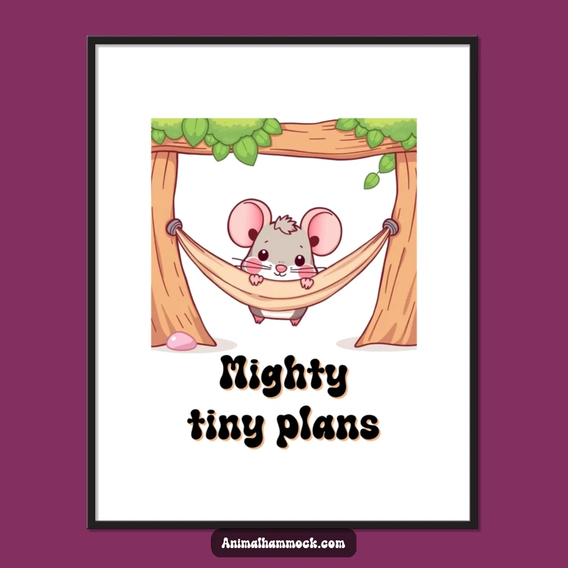 Funny Mouse Hammock Digital Art: Determined Peek Artwork - Unique Funny Gift