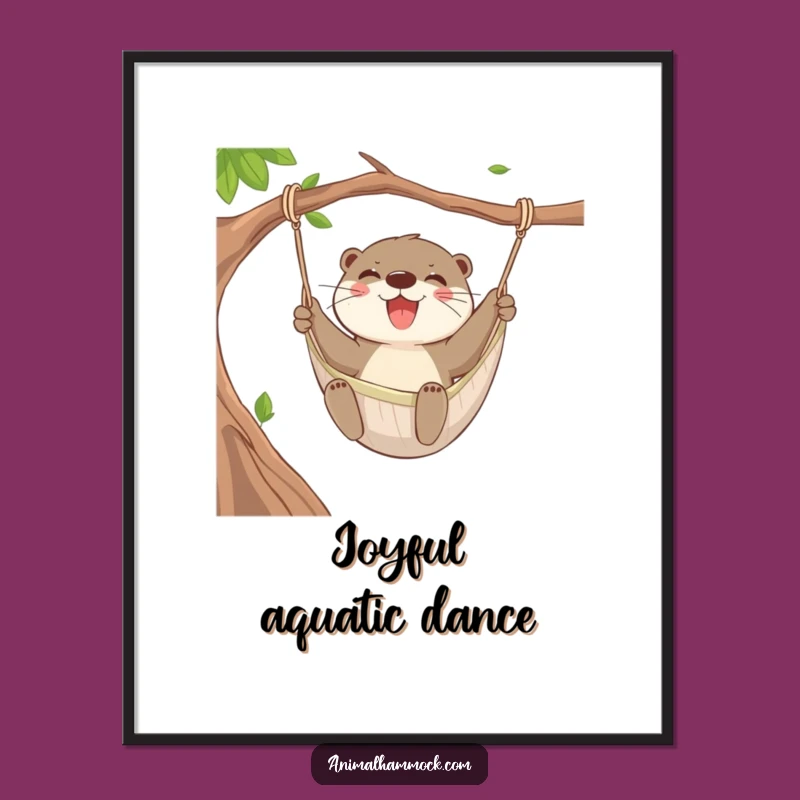 Funny Otter Hammock Digital Art: Instant Download of Aquatic Joy, a Perfect Funny Gift Download