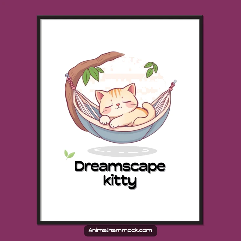 Funny Sleepy Cat Hammock Digital Art - Instant Peaceful Charm for Walls