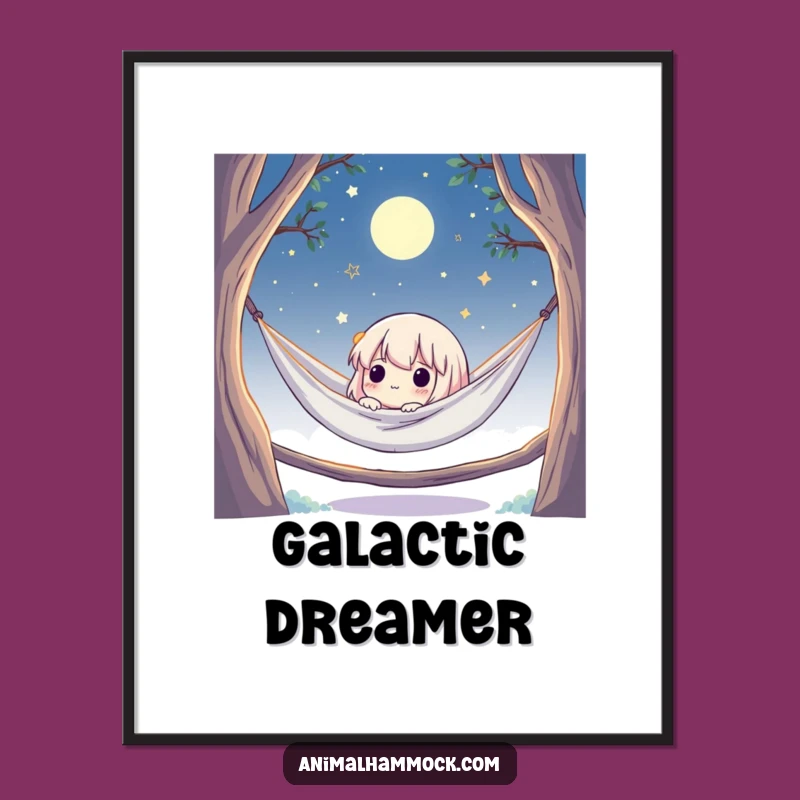 Funny Stargazing Hammock Digital Art: Cute Character Wall Decor, Instant Funny Gift Download