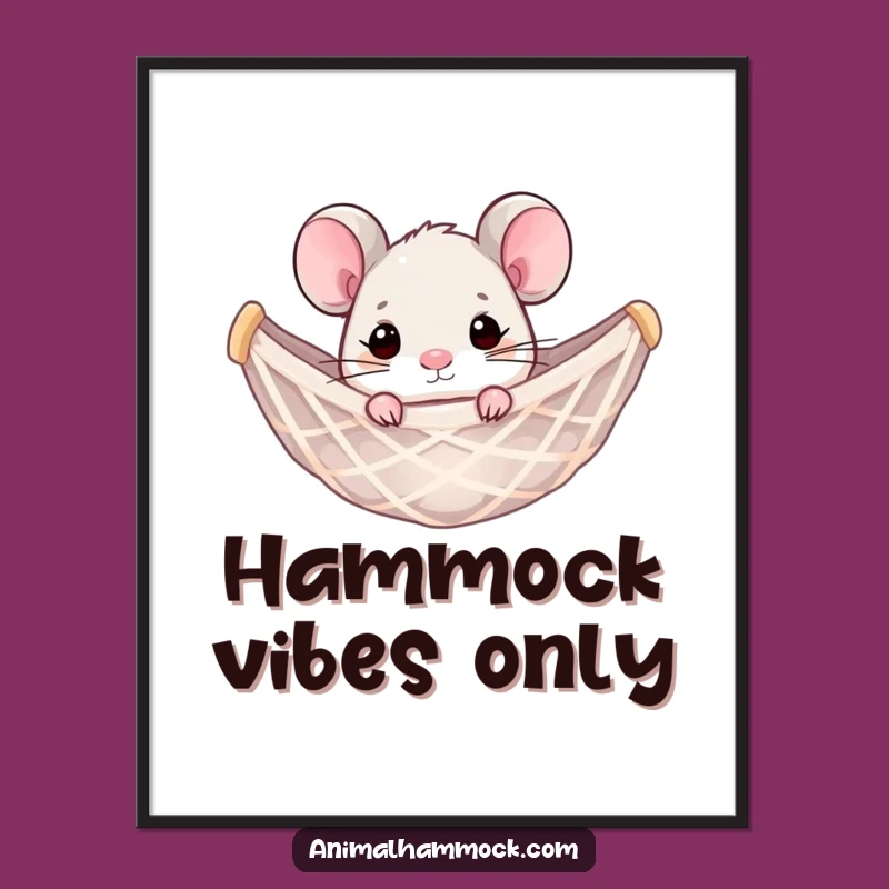 Funny Mouse Hammock Digital Art: Printable Rodent Bliss, Instant Humorous Decor