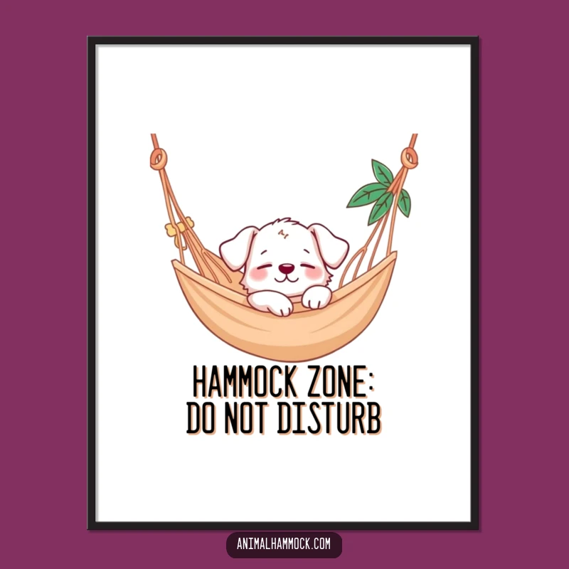 Funny Puppy Hammock Nap Digital Art: Charming Sleeping Dog Printable Decor