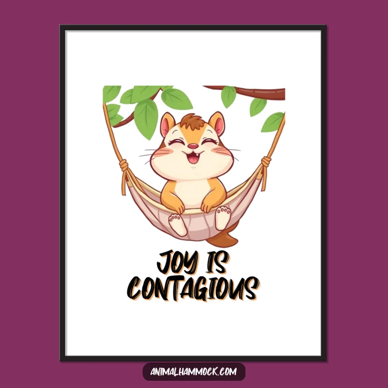 Funny Chipmunk Hammock Digital Art: Printable Giggles, Instant Joyful Decor