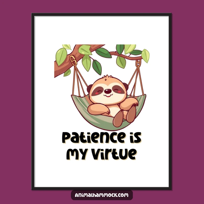 Funny Sloth Hammock Digital Art Print - Instant Relaxed & Humorous Decor