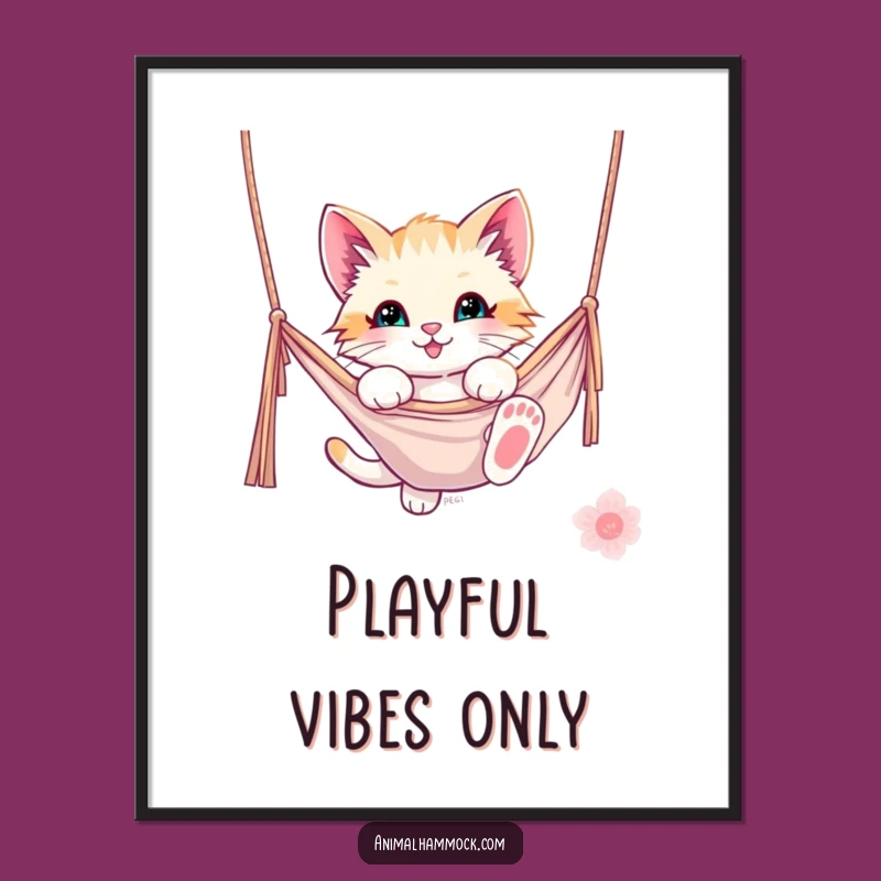 Funny Kitten Hammock Digital Art Print - Instant Playful & Humorous Decor