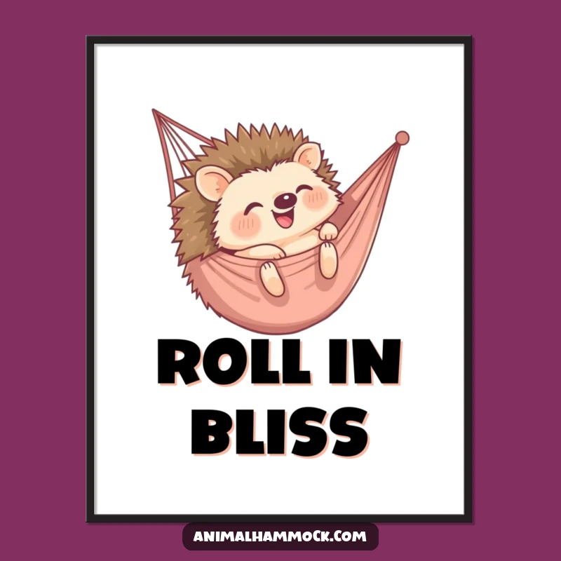 Funny Hedgehog Hammock Digital Art: Adorn Your Walls with Hilarious Giggles!