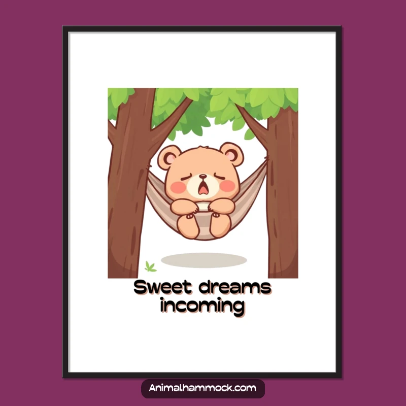 Funny Bear Cub Hammock Digital Art - Instant Sleepy Charm for Your Walls