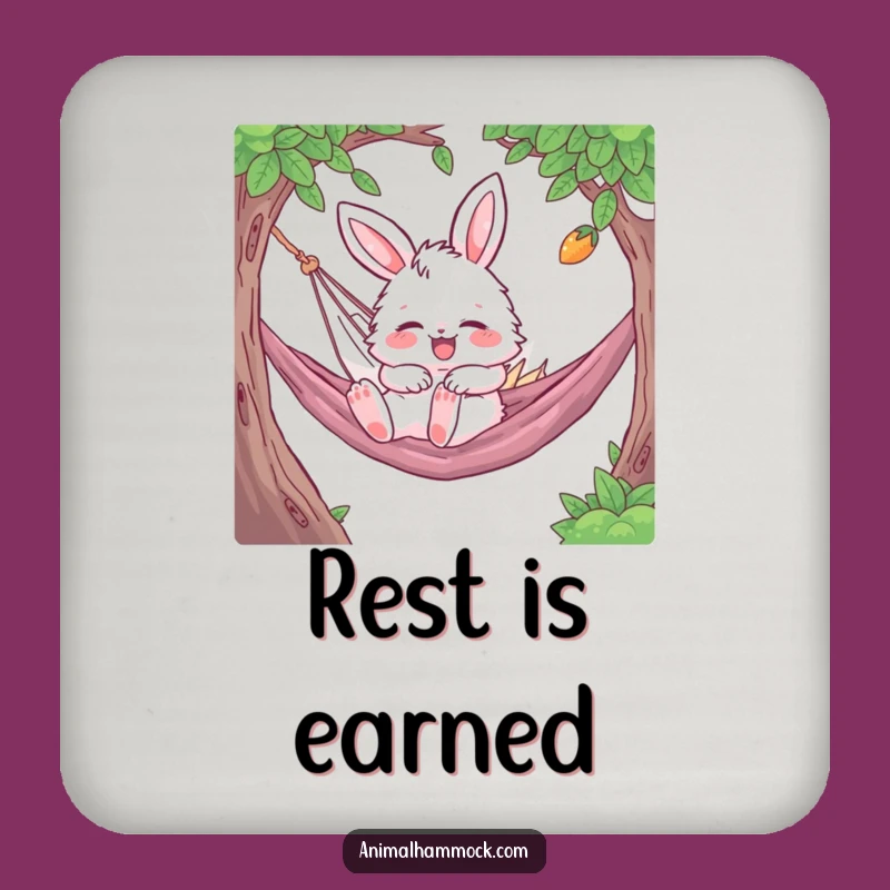 Funny Bunny Hammock Nap Coaster: Cute Fluffy Rabbit Sleep Drink Saver