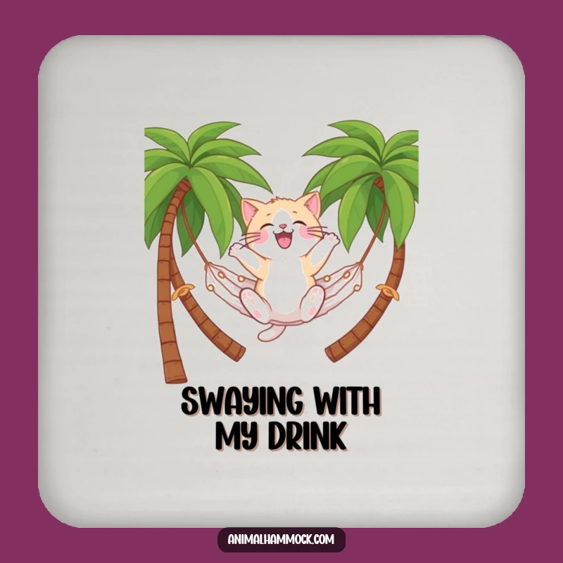 Funny Cat Hammock Coaster: Protect Surfaces with Tropical Charm, a Hilarious Funny Gift