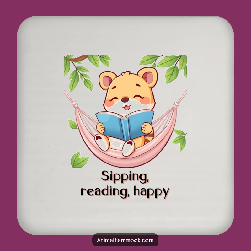 Funny Happy Animal Bookworm Protector Coaster - Hilarious Gift!