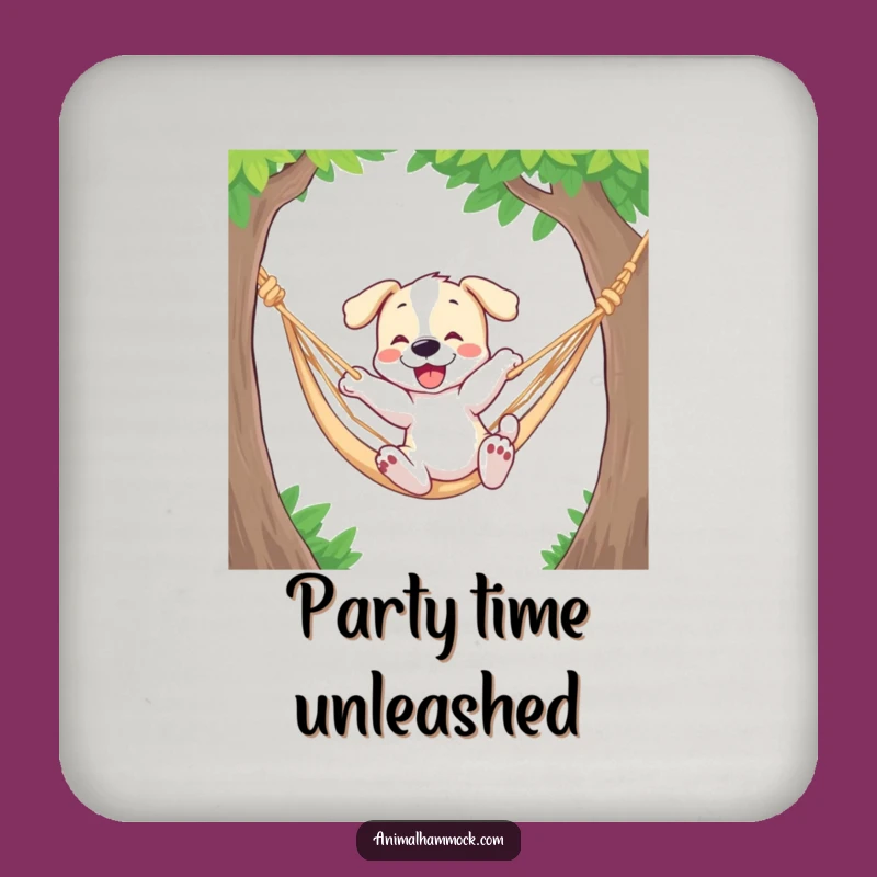 Funny Playful Puppy Hammock Coaster - Humorous Gift for Dog Fans