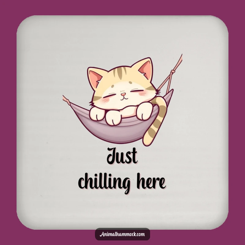 Funny Sleepy Cat Hammock Coaster - Humorous Gift for Cat Fans