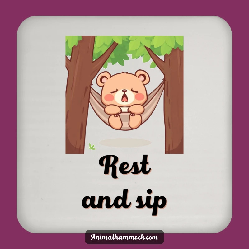 Funny Bear Cub Hammock Coaster Set - Protect Surfaces with Sleepy Charm