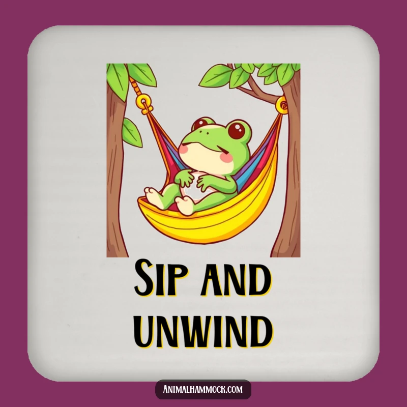 Funny Frog Relaxing Coaster Set: Bright Hammock Chill Surface Protection