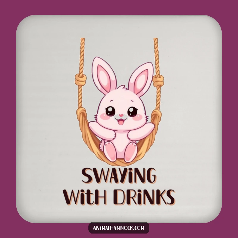 Funny Pink Bunny Hammock Coaster Set - Protect Surfaces with Relaxed Flair