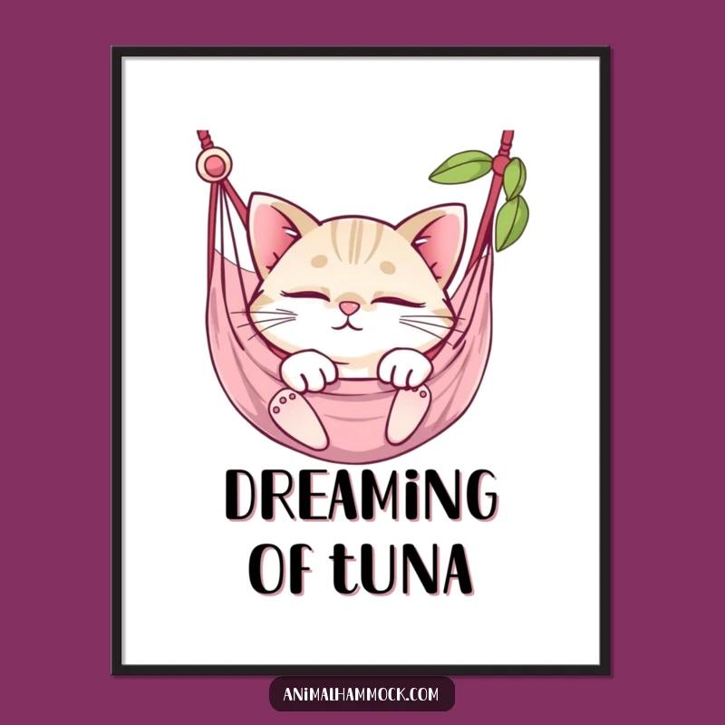 Funny Cat Hammock Poster - Whimsical Art Print for Cozy Spaces Gift