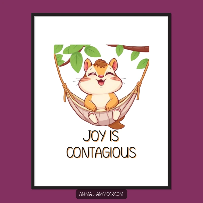 Funny Chipmunk Hammock Poster: Giggling Critter Art, Delightful Wall Decor