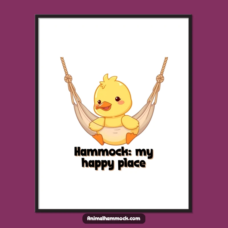 Funny Duckling Hammock Poster: Cheerful Bouncing Art, Perfect Wall Decor Gift