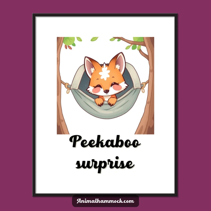 Funny Fox in Hammock Poster - Whimsical Wall Art,Hilarious Gift Idea