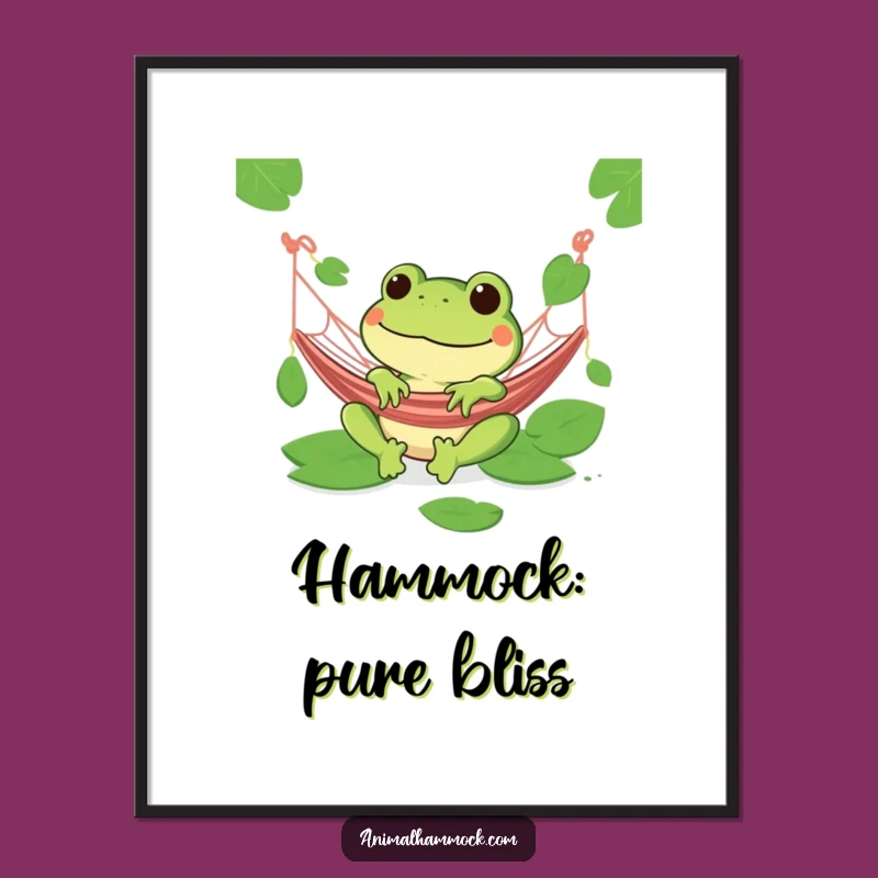 Funny Frog Hammock Poster: Grinning Relaxation Art, Perfect Wall Decor Gift