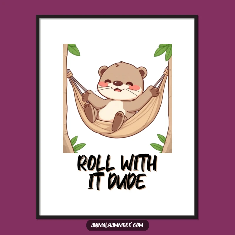 Funny Otter Hammock Poster: Playful Rolling Art for Wall Decor