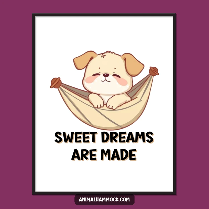 Funny Puppy Hammock Poster - Adorable Wall Art for a Cozy Home