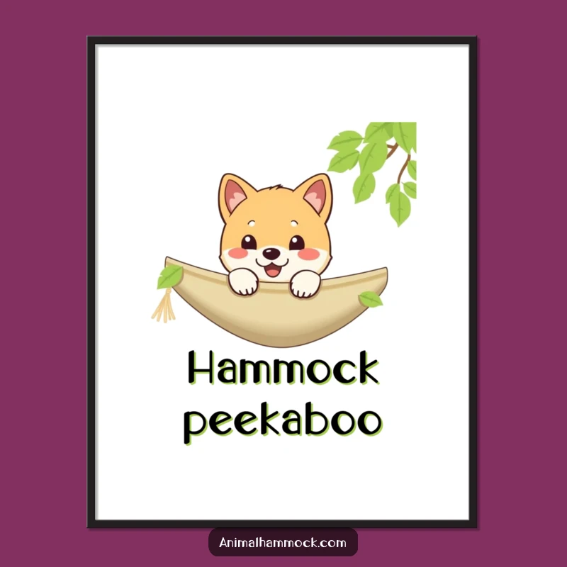 Funny Shiba Inu Poster: Hammock Peek Wall Art Gift