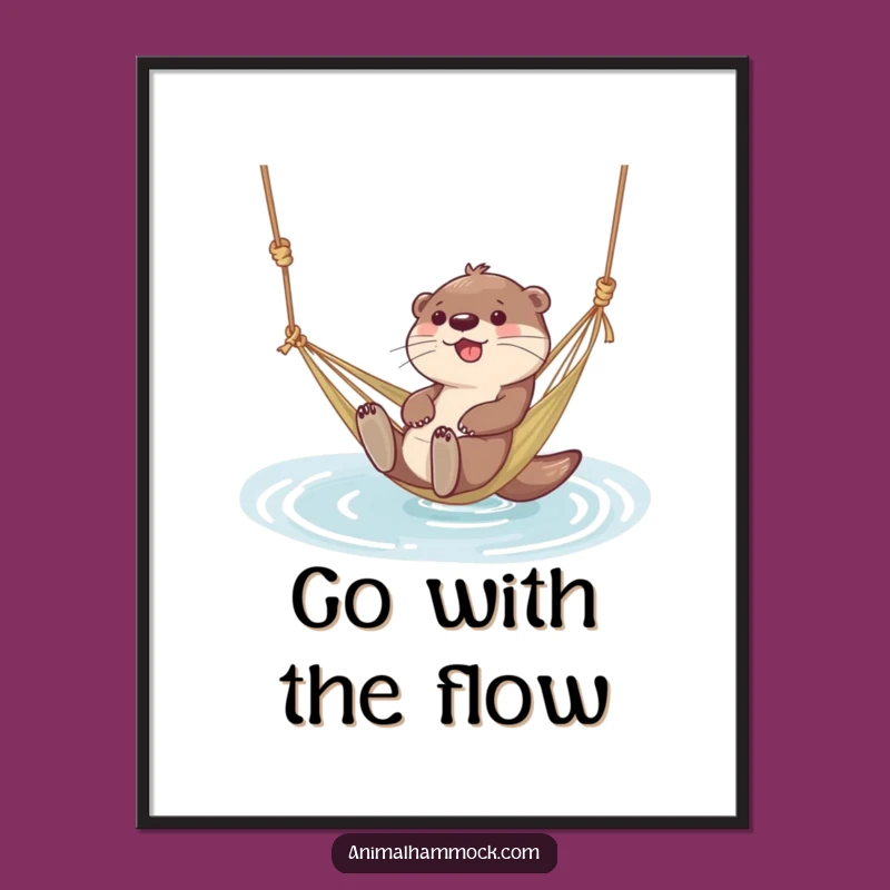 Funny Otter Hammock Poster: Giggling Water Art - Unique Relaxing Gift Idea