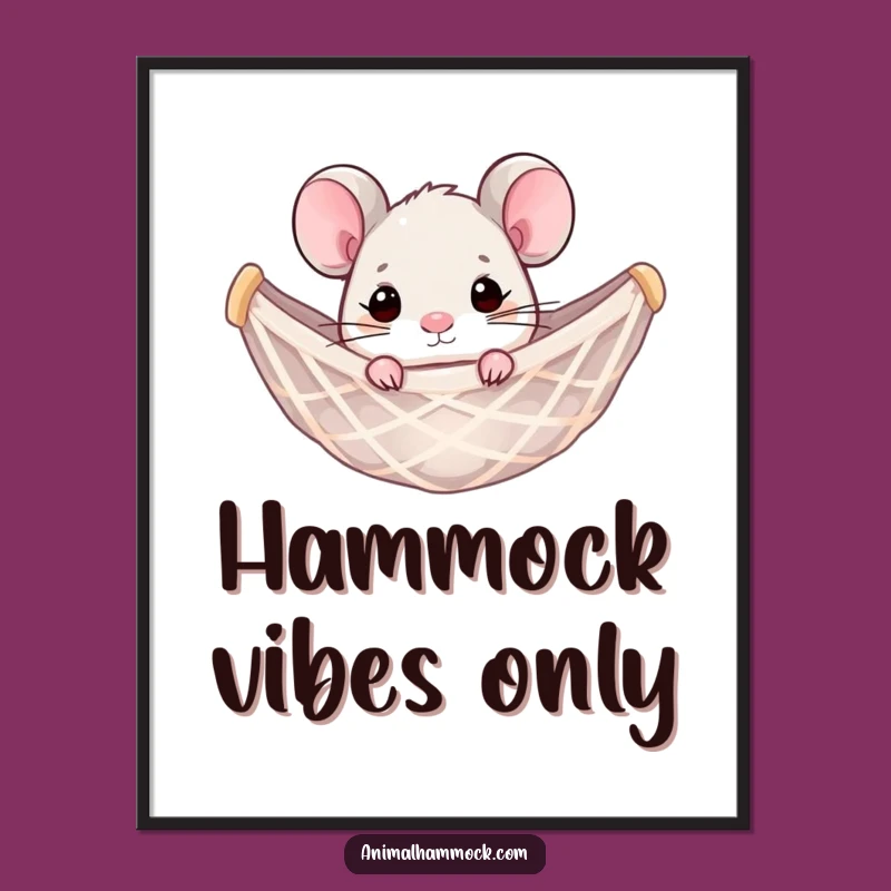 Funny Mouse Hammock Poster: Adorable Rodent Decor, Vibrant & Humorous Art