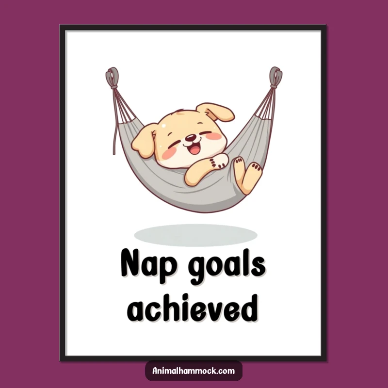 Funny Dog Hammock Poster: Blissful Canine Nap Art for Your Walls