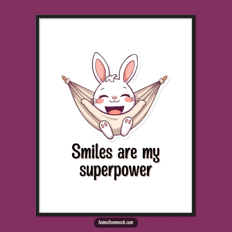 Funny Bunny Hammock Poster - Cheerful Wall Art for a Happy Home