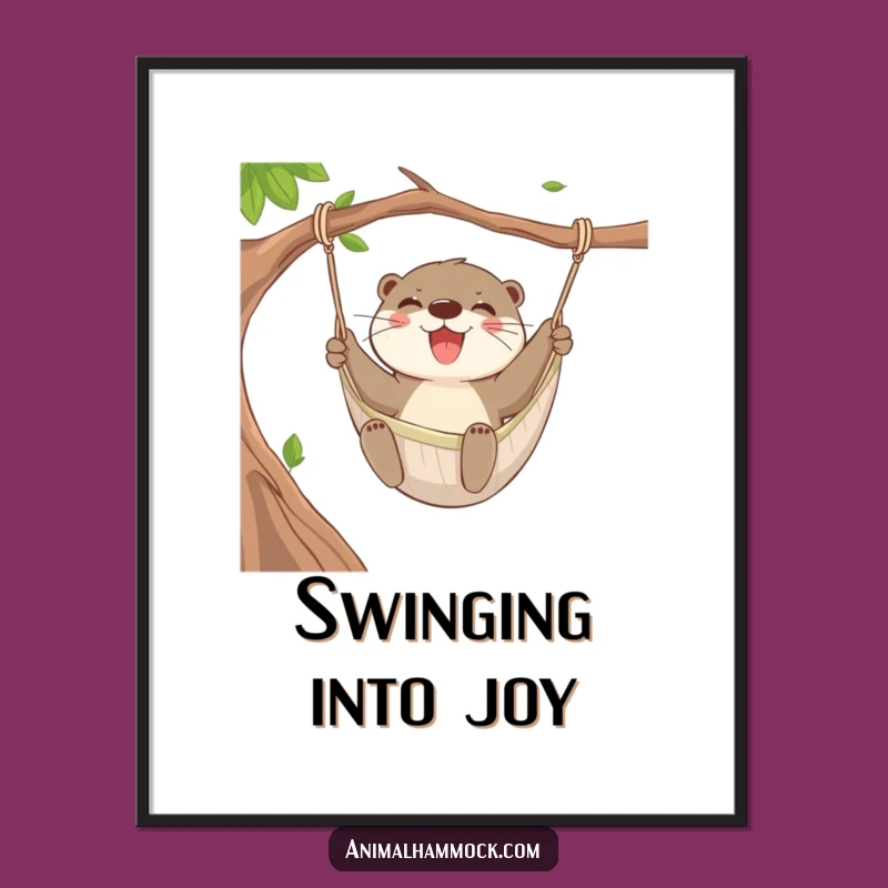 Funny Otter Hammock Poster: Lively Wall Art, a Playful Funny Gift for Otter Admirers