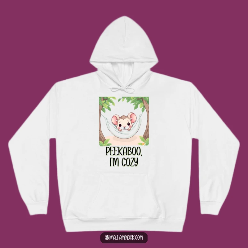 Cozy Funny Mouse Peeking Hoodie: Warm Hammock Hideaway Humor Gift